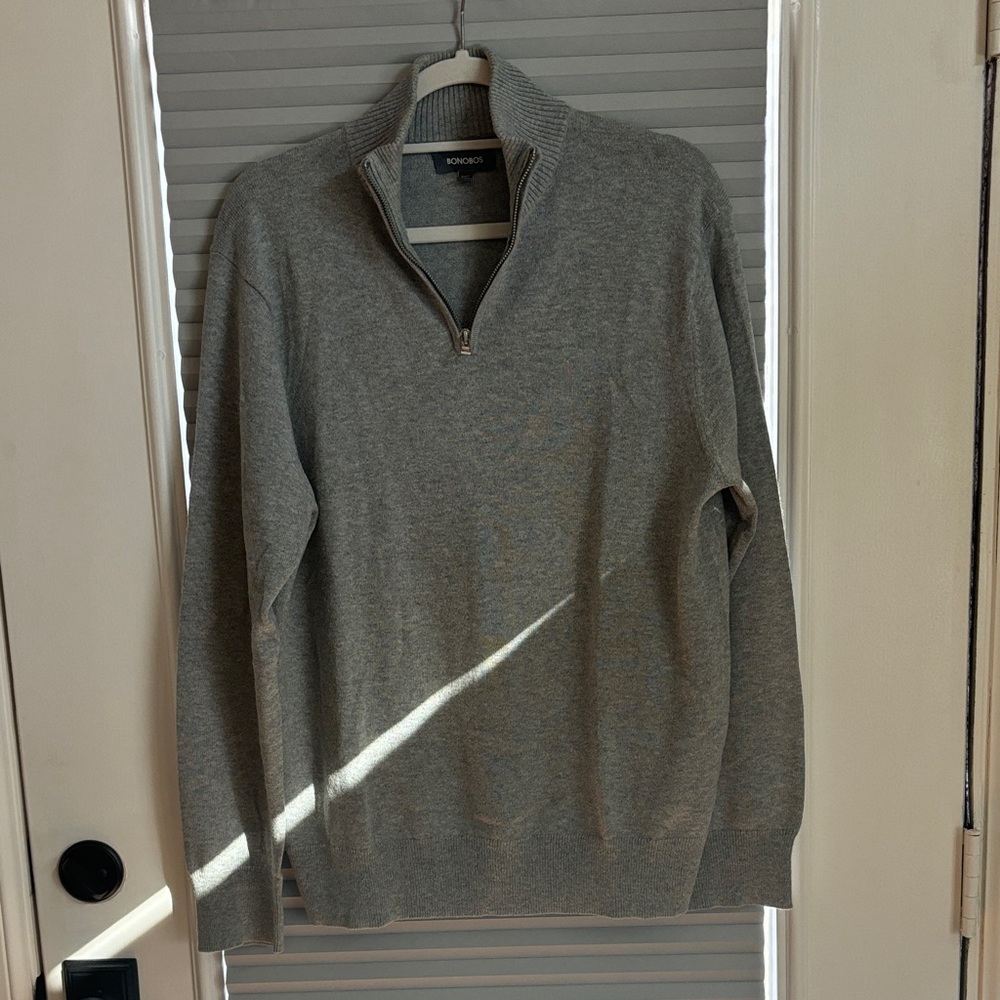 Bonobos Men's Light Gray Zip-Up Sweater